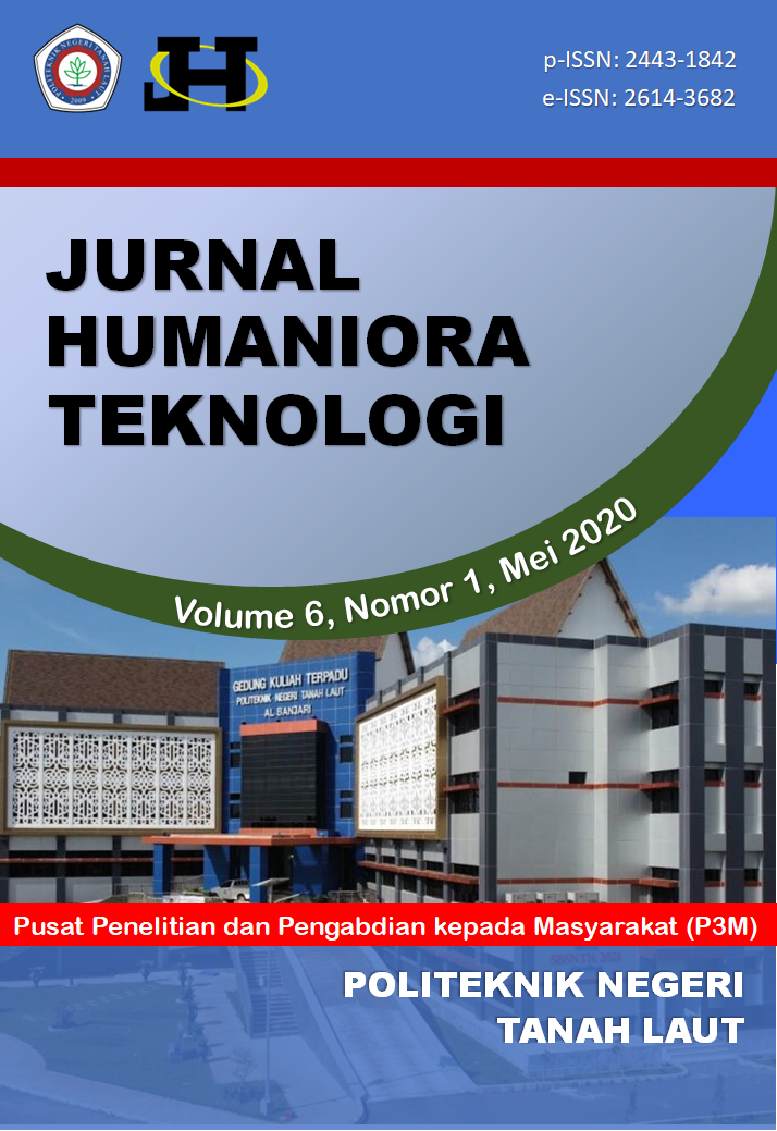 					View Vol. 6 No. 1 (2020): Jurnal Humaniora Teknologi
				